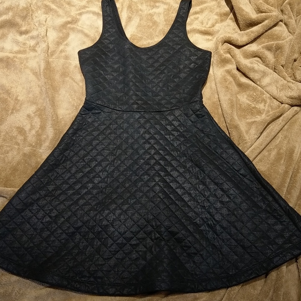 Black shinny quilted dress